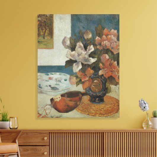 Chinese Pioenrozen en Mandoline van Paul Gauguin Canvas Afdruk (Insitu (Woonkamer))