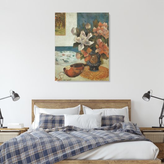 Chinese Pioenrozen en Mandoline van Paul Gauguin Canvas Afdruk (Insitu (Slaapkamer))
