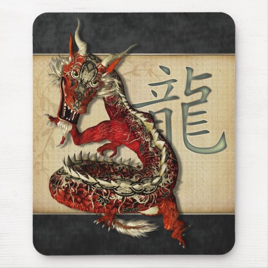 Chinese Red Dragon Mousepad Muismat (Voorkant)