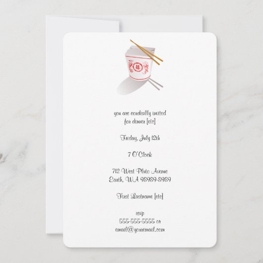 Chinese Restaurant Takeout Box Kaart (Voorkant)