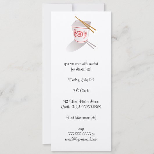 Chinese Restaurant Takeout Box Kaart (Voorkant)