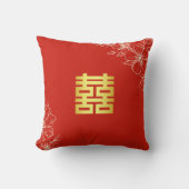 Chinese rode bloemenscriptie-theeceremonie voor ee kussen (Voorkant)