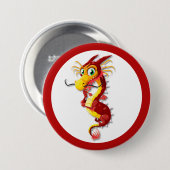 Chinese rode draak ronde button 7,6 cm (Voorkant /achterkant)
