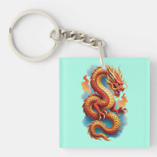 Chinese Rode Draak Vurig Illustratie-67561 Sleutelhanger