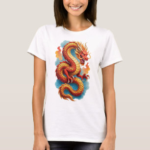 Chinese Rode Draak Vurig Illustratie T-shirt