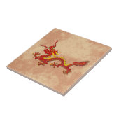 Chinese rode en gouddraak - tegel tegeltje (Zijkant)