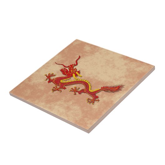 Chinese rode en gouddraak - tegel tegeltje (Zijkant)