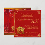 Chinese Rode Knoopstok Os Jaar 2021 Feest Sq Uitno Feestdagenkaart (Voorkant / Achterkant)