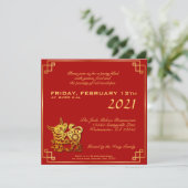 Chinese Rode Knoopstok Os Jaar 2021 Feest Sq Uitno Feestdagenkaart (Staand voorkant)