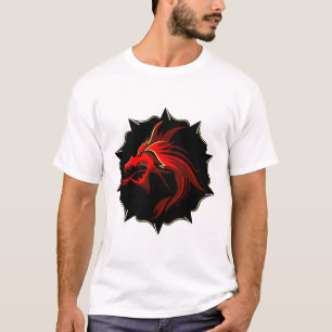 Chinese rode tribaldraak logo t-shirt