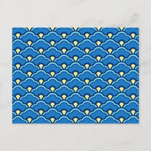 Chinese Schulp in Deco-stijl, Oceaanblauw en Indig Briefkaart