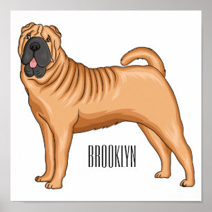 Chinese Shar-Pei cartoon illustratie Poster
