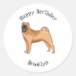 Chinese Shar-Pei cartoon illustratie Ronde Sticker