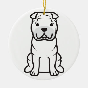 Chinese Shar-Pei Dog Cartoon Keramisch Ornament
