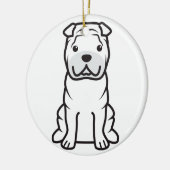 Chinese Shar-Pei Dog Cartoon Keramisch Ornament (Links)
