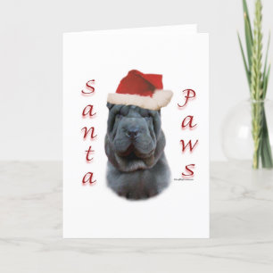 Chinese Shar-Pei Santa Paws Feestdagen Kaart