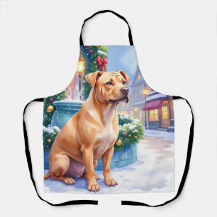 Chinese Shar-Pei Sneeuwstad Fontein Kerst Kunst Schort
