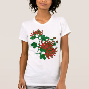 Chinese spinchrysanten — diep rood t-shirt