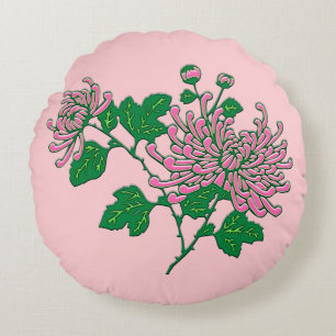 Chinese spinchrysanthema - zacht roze rond kussen