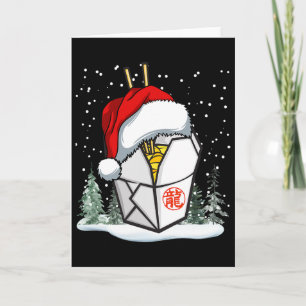 Chinese Takeout Box Kerstman Hoed Grafisch Kaart