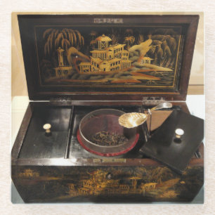  CHINESE TEA BOX GLAZEN ONDERZETTER