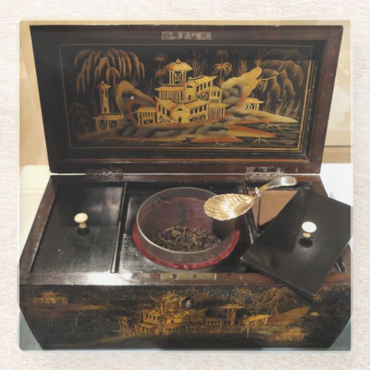 CHINESE TEA BOX GLAZEN ONDERZETTER (Voorkant)