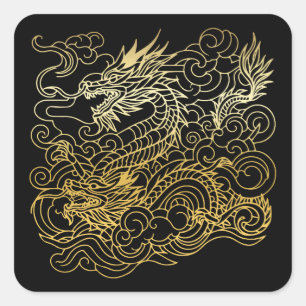 Chinese tekeningen vierkante sticker