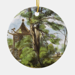 Chinese tempel, Kew Gardens, bord 13 van 'Kew Ga' Keramisch Ornament