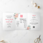 Chinese tweetalige pioen bruiloft uitnodiging (Binnen)