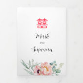 Chinese tweetalige pioen bruiloft uitnodiging (Cover)