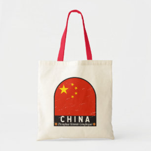 Chinese vlag embleem noodlijdende Vintage Tote Bag