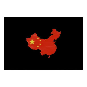 Chinese vlag en kaart perfect poster
