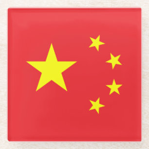 Chinese vlag glazen onderzetter