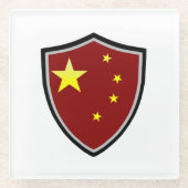 Chinese vlag glazen onderzetter (Voorkant)