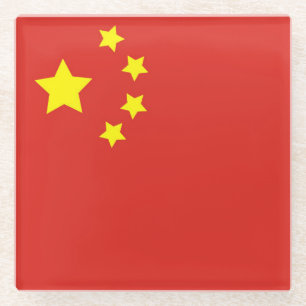 Chinese vlag glazen onderzetter