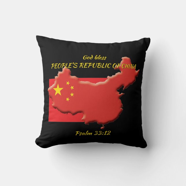 CHINESE VLAG MAP China Scripting Custom BLACK Kussen (Voorkant)