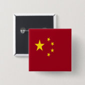 Chinese vlag vierkante button 5,1 cm (Voorkant /achterkant)