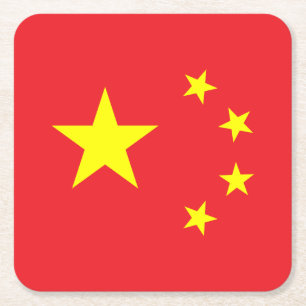 Chinese vlag vierkante kartonnen onderzetter