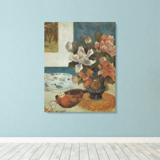 Chinese volken en Mandolin door Paul Gauguin Canvas Afdruk (Insitu (Houten vloer))
