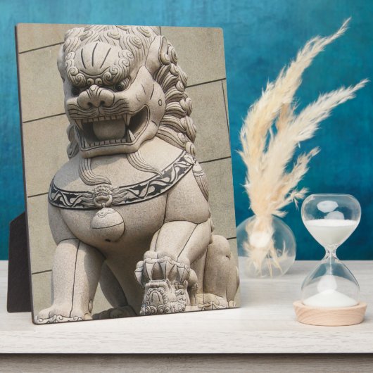 Chinese Vrouw Guardian Lion Foo Dog 石 獅 Fotoplaat (Zijkant)