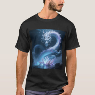 Chinese Waterdraak Fantasie Kunstontwerp Met Koraa T-shirt