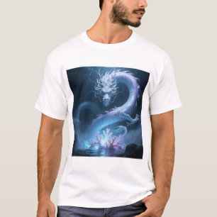 Chinese Waterdraak Fantasy Kunstontwerp Met Koraal T-shirt