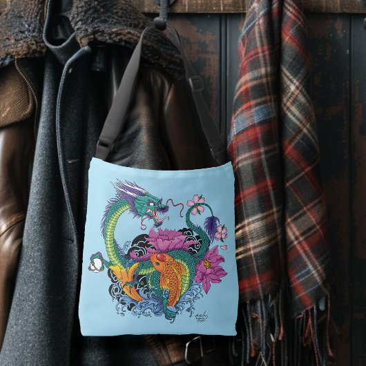 Chinese waterdraak koi vis crossbody tas