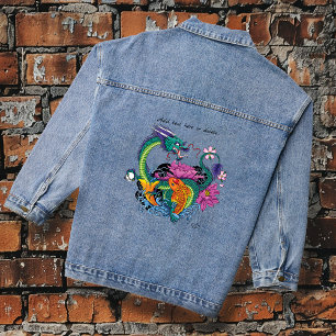 Chinese waterdraak koi vis denim jacket