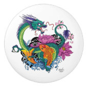 Chinese waterdraak koi vis keramische knop (Voorkant)