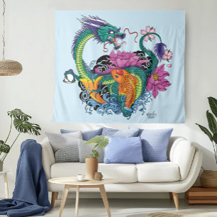 Chinese waterdraak koi vis wandkleed