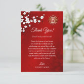 Chinese Wedding Cherry Blossom Bedankkaart (Staand voorkant)