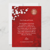 Chinese Wedding Cherry Blossom Bedankkaart (Achterkant)