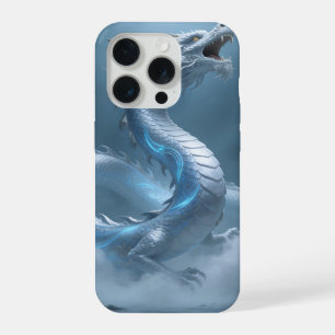 Chinese White Blue Dragon Art Fantasy Design Met iPhone 15 Pro Hoesje