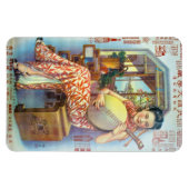  Chinese winkeladvertentie Lute Player Magneet (Horizontaal)